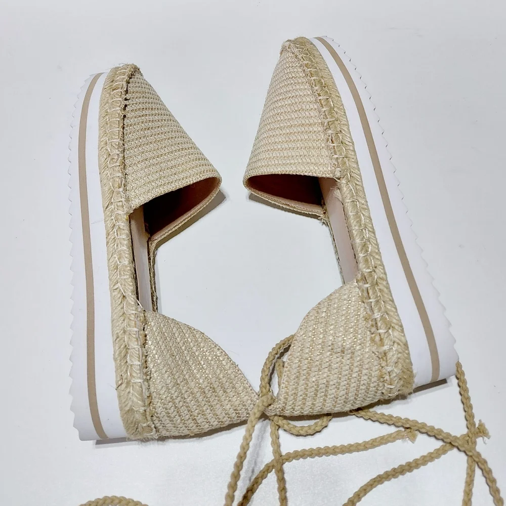 JENNIFER LOPEZ Women's Larenn Cream Espadrille Platform Slip On Shoe Size 7M